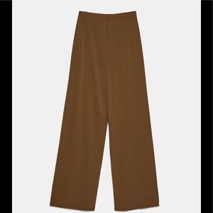 Flowy Chocolate Palazzo Pants Zara